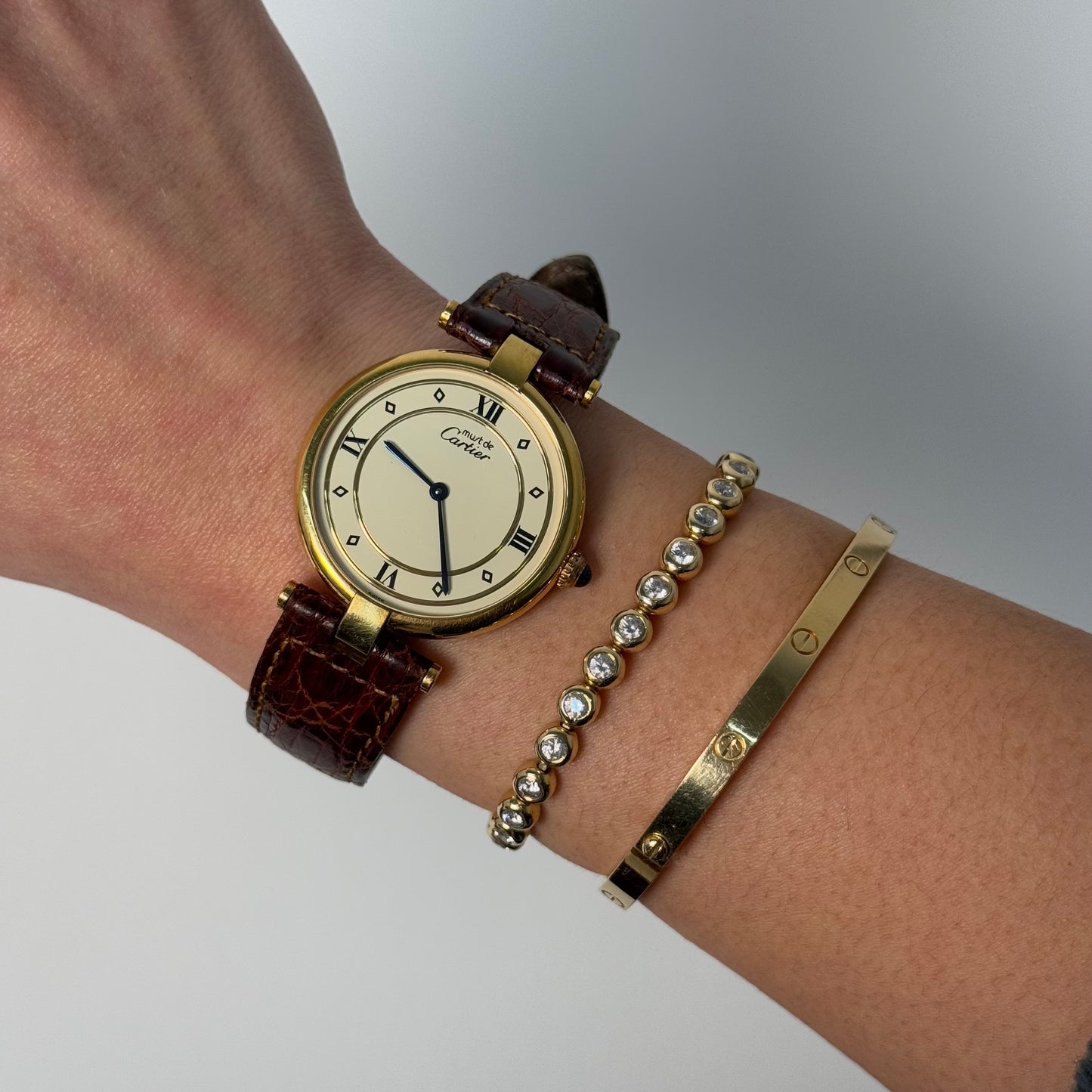 Cartier Must De Vendome Alligator Leather Strap Watch