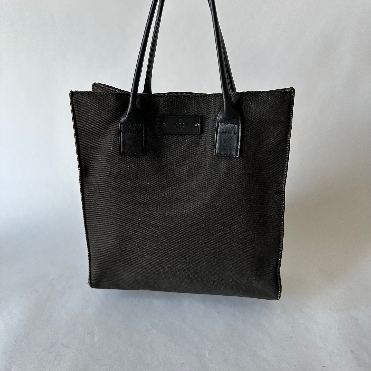 Gucci Black Denim Work Shoulder Tote Bag