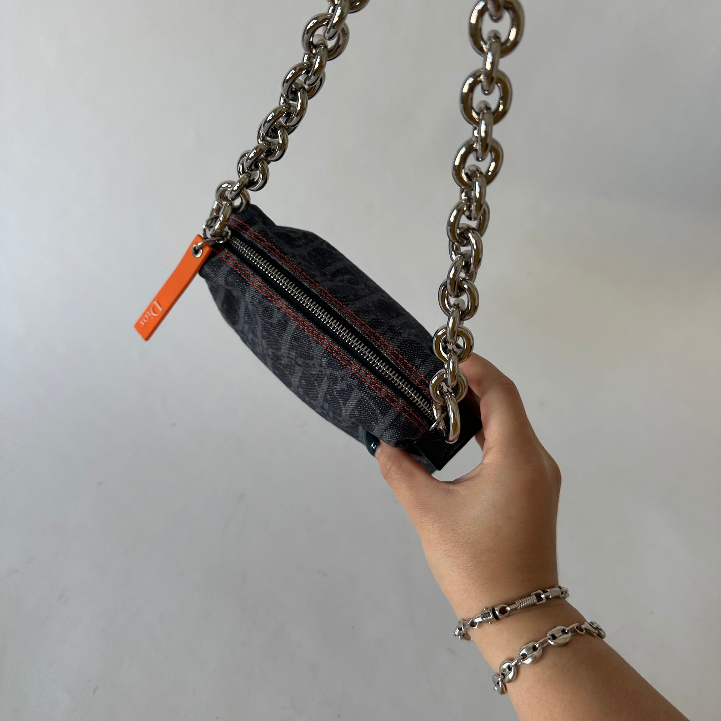Christian Dior Denim Flight Monogram Pochette Shoulder Bag