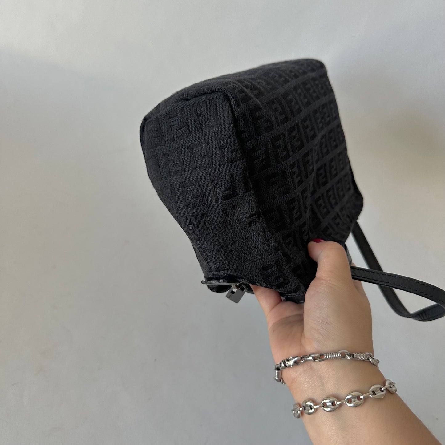 Fendi Black Zucchino Nylon Mini Top Handle Tote