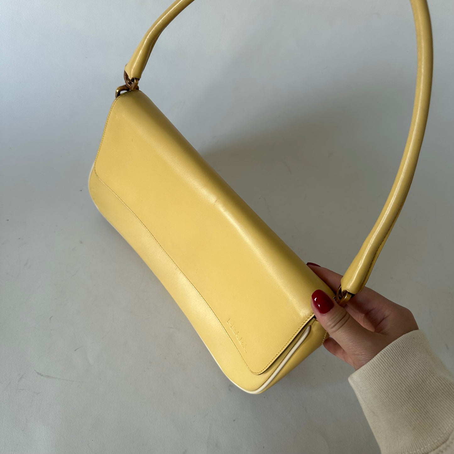Prada Yellow Patent Leather Shoulder Bag