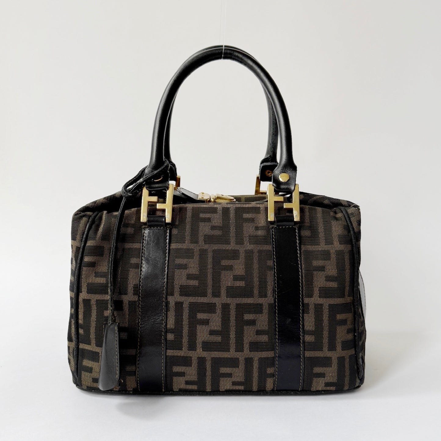 Fendi Brown Zucca Canvas Clip Top Tote Bag