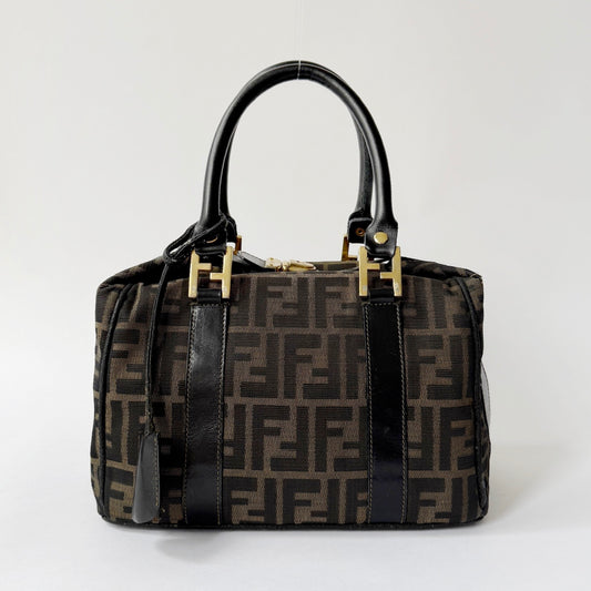 Fendi Brown Zucca Canvas Clip Top Tote Bag