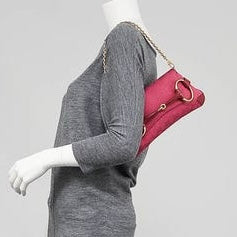 Gucci 2004 Fuchsia Canvas Monogram Tom Ford Horsebit Chain Clutch
