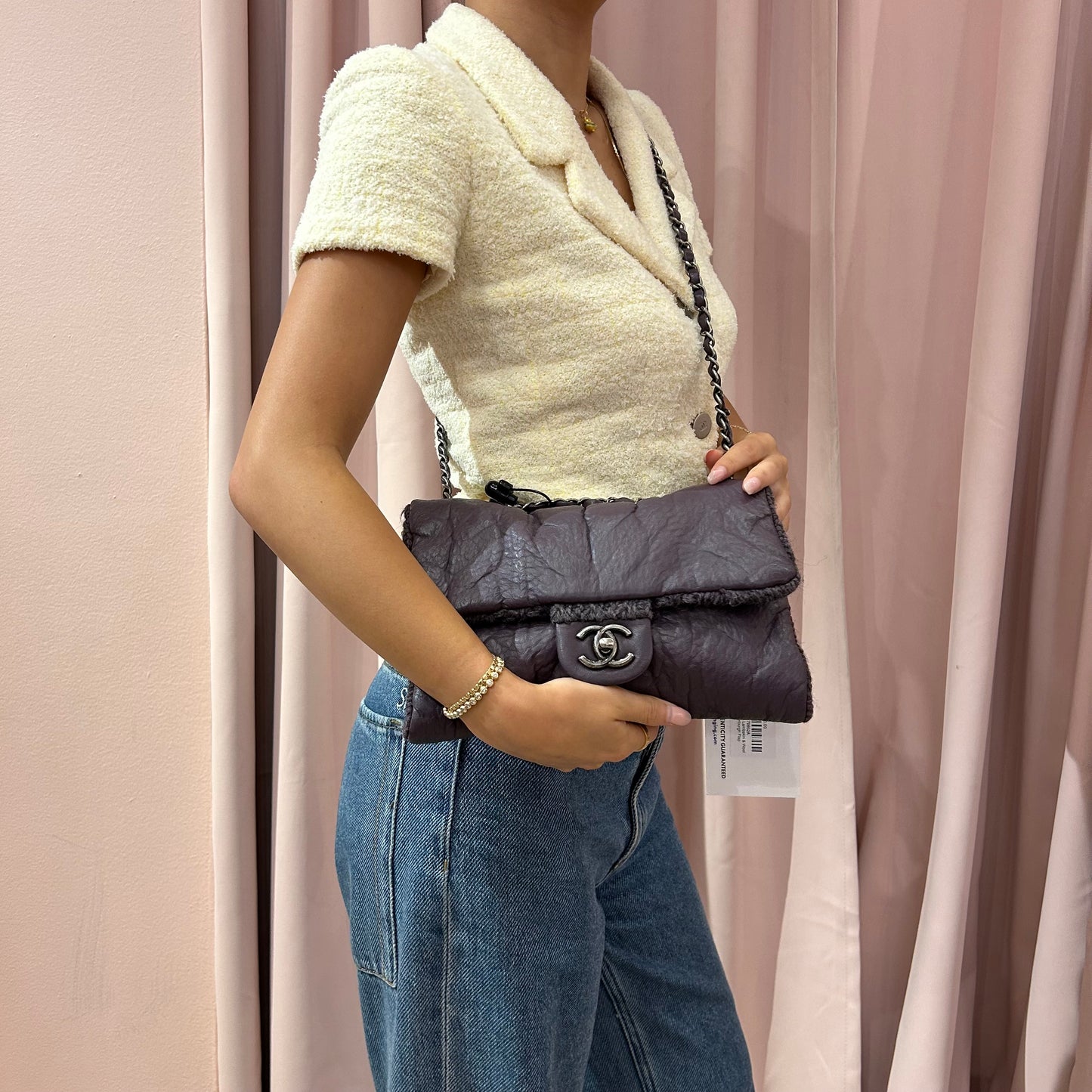 Chanel 2013 Purple Lambskin & Wool Knit Paris-Edinburgh Flap