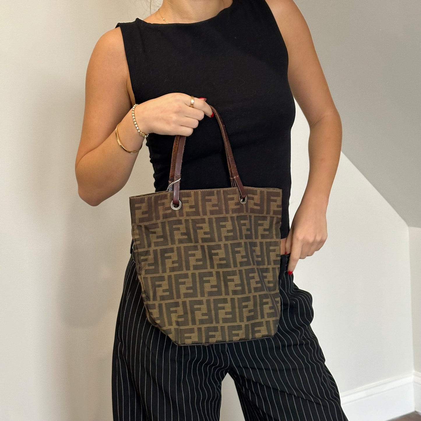 Fendi Brown Zucca Nylon Tote Bag