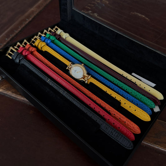 Fendi Mother Of Pearl 18k GP Watch w/ 8 Interchangeable Leather Straps