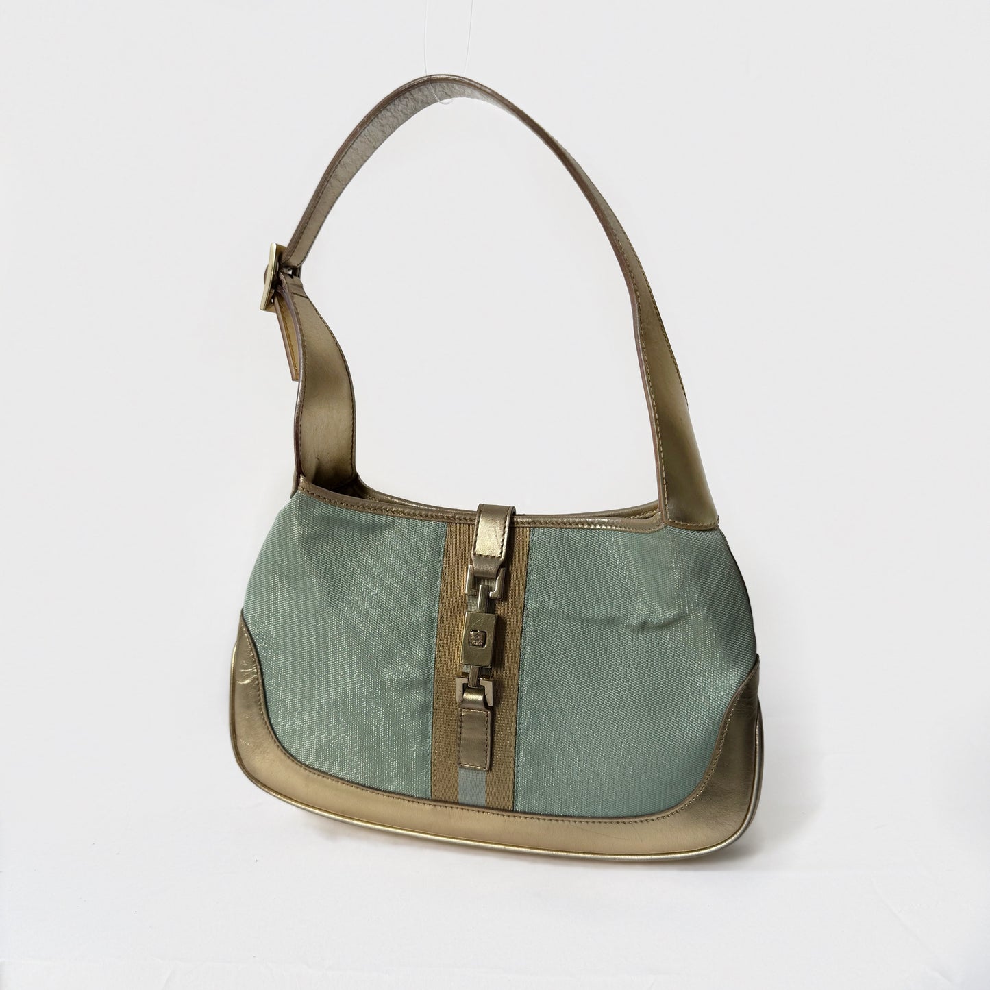 Gucci Teal & Gold Metallic Small Jackie Shoulder Bag