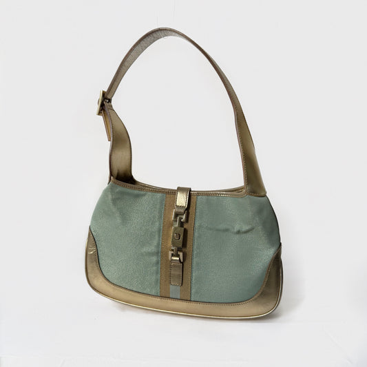 Gucci Teal & Gold Metallic Small Jackie Shoulder Bag