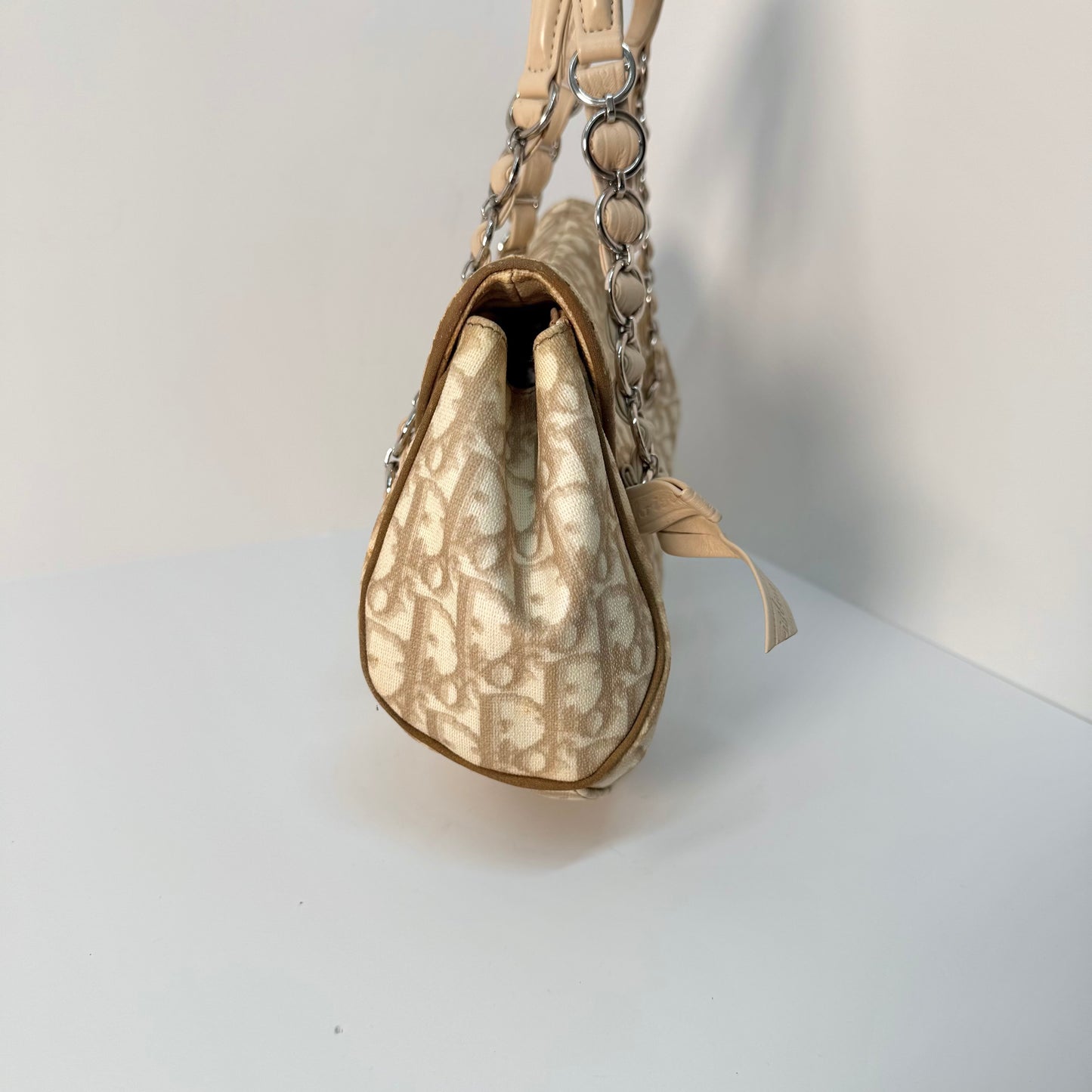 Christian Dior Cream Trotter Romantique Bow Shoulder Bag