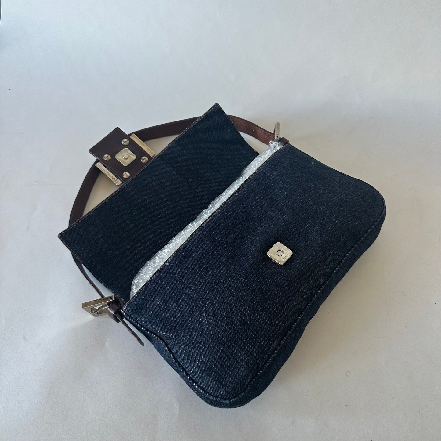 Fendi Denim Classic Baguette Shoulder Bag