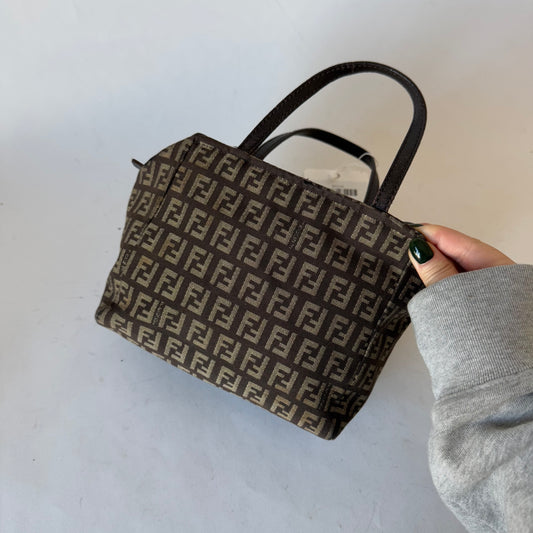 Fendi Brown Nylon Zucchino Top Handle
