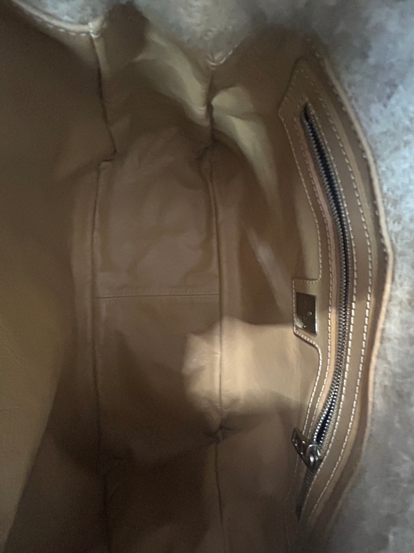 Fendi Beige Wool Zucca Monogram Mama Baguette Shoulder Bag