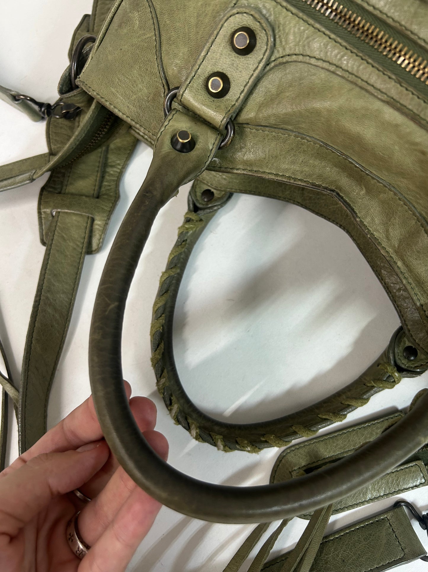Balenciaga Matcha Green Leather "Velo" City Bag