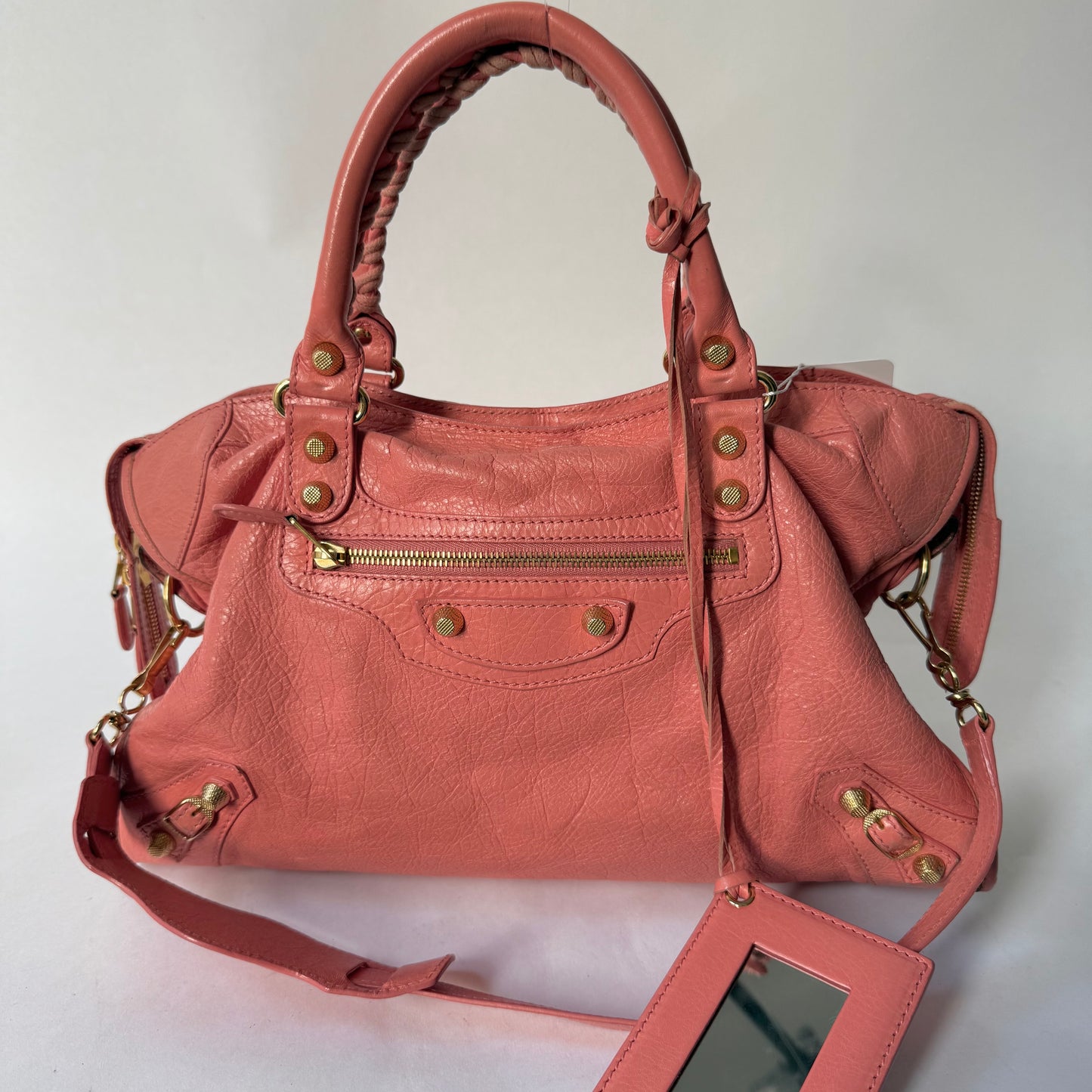 Balenciaga Coral Pink Leather Giant City Bag