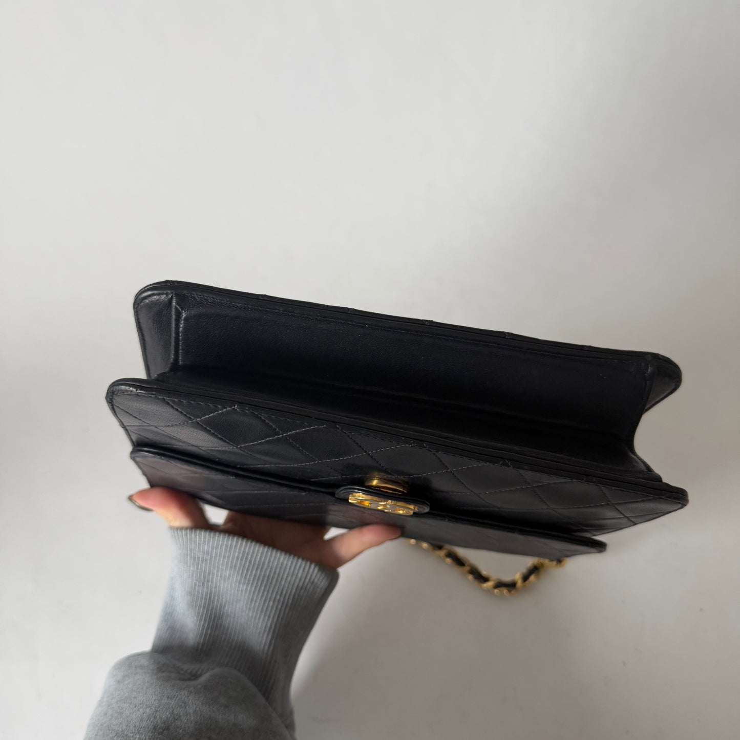 Chanel Black Lambskin Matelasse Square Vintage Flap 24K GPHW