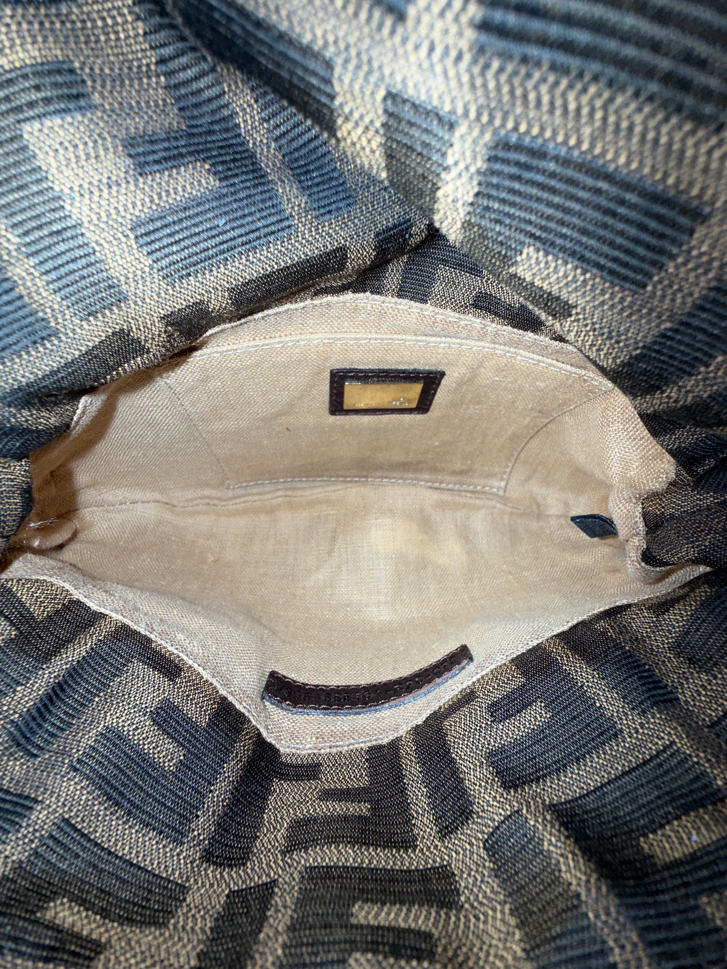 Fendi Brown Canvas & Leather Zucca Monogram Mini Spy Bag