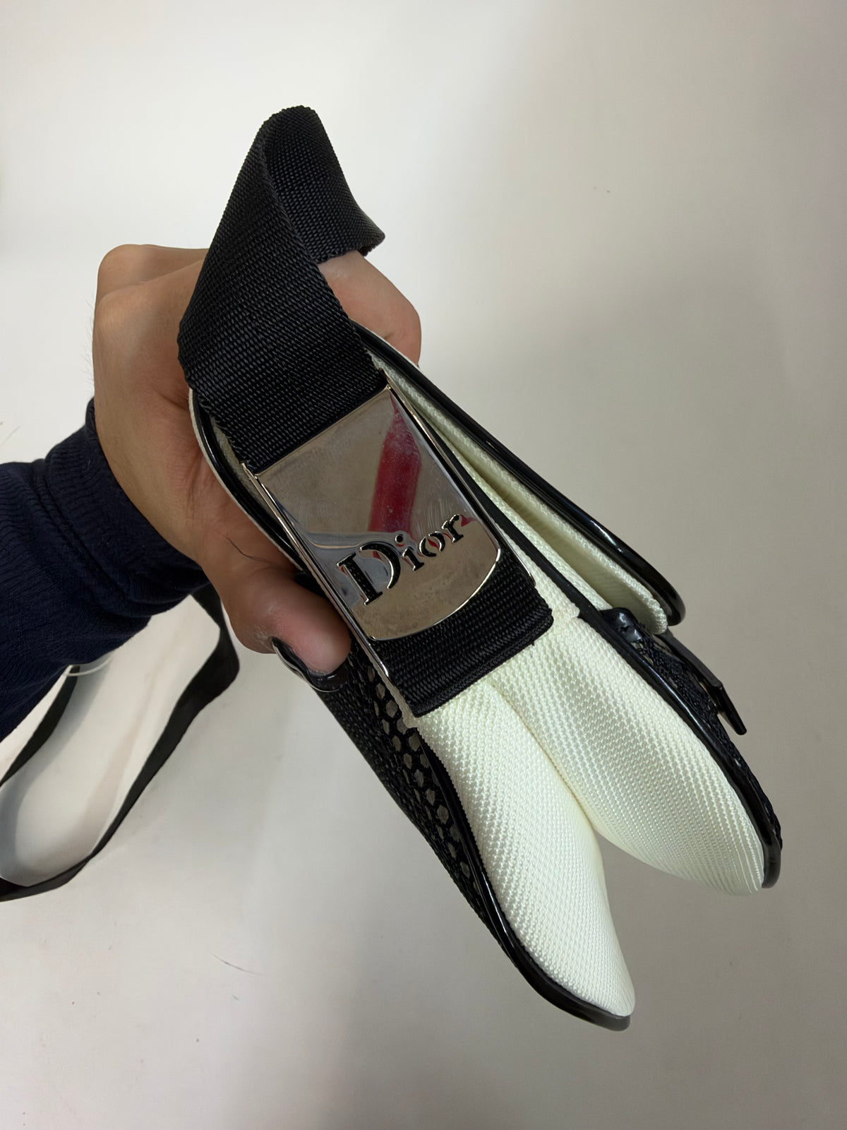 Christian Dior White Nylon Saddle Messenger