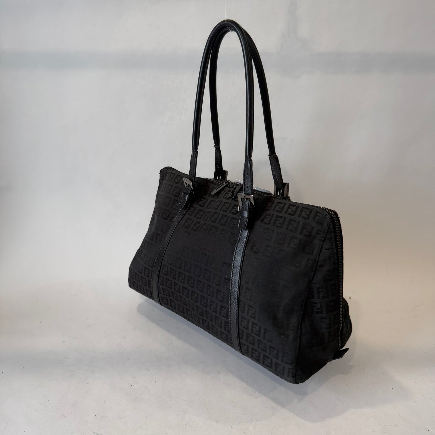 Fendi Black Zucchino Monogram Work Tote Bag