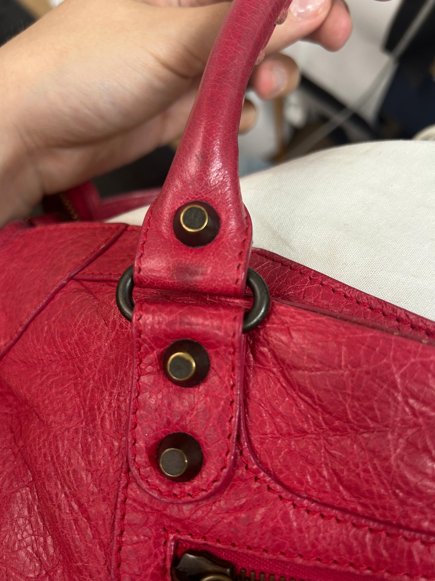 Balenciaga Fuschia City Bag w/ Bronze Hardware