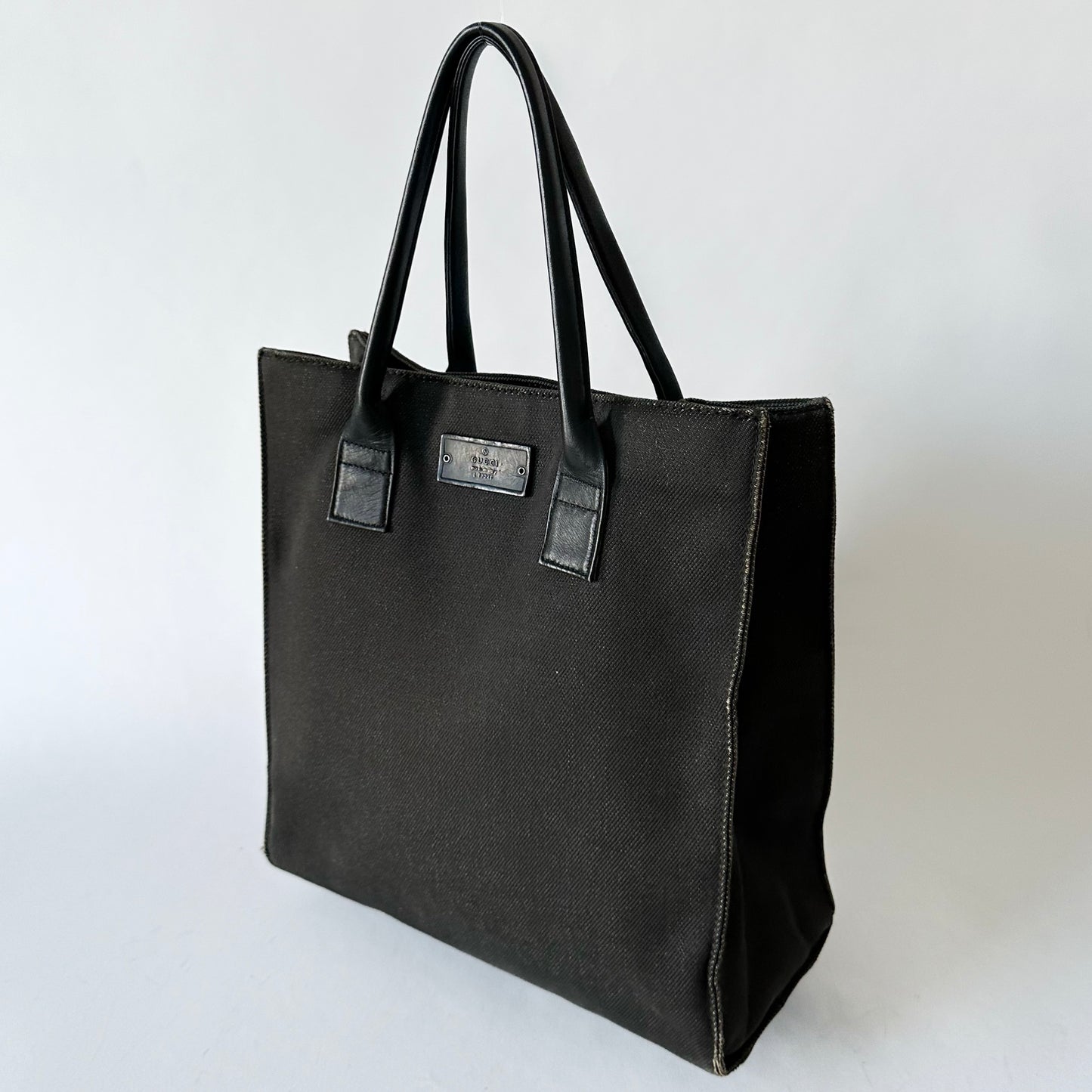 Gucci Black Denim Work Shoulder Tote Bag