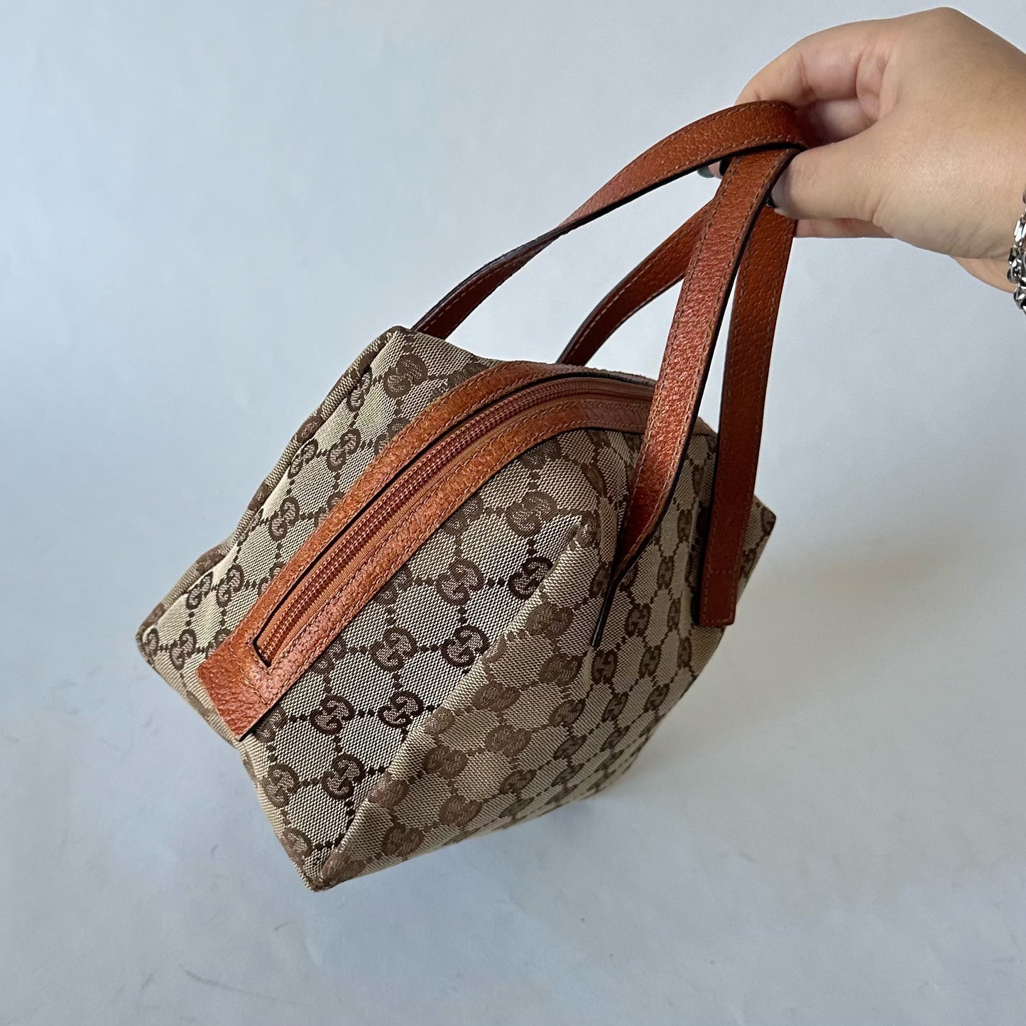 Gucci Brown Monogram Mini Top Handle Bag