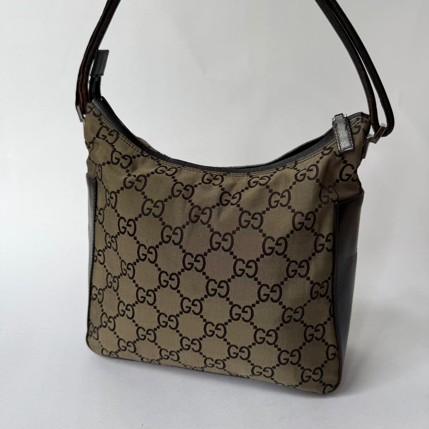 Gucci Brown Canvas Monogram Shoulder Bag