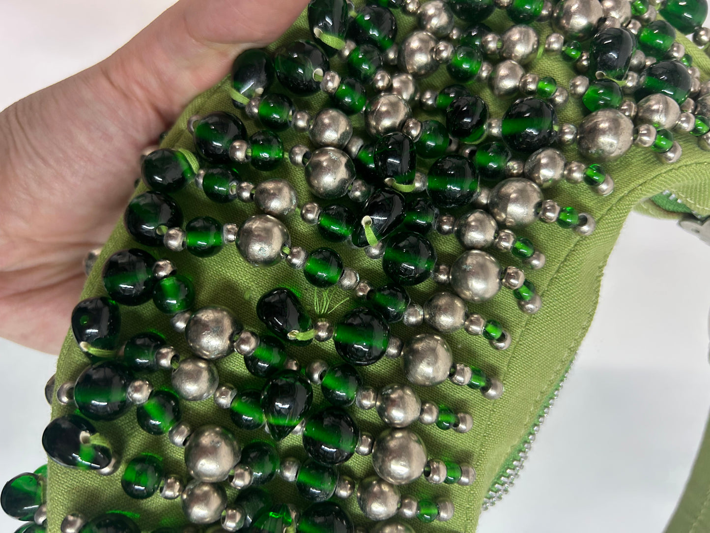 Chloe Green Multicolored Beaded Bracelet Bag