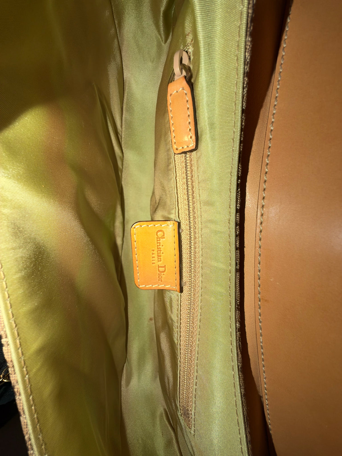 Christian Dior Beige Cavnas & Leather Trotter Monogram Street Chic Columbus Bag