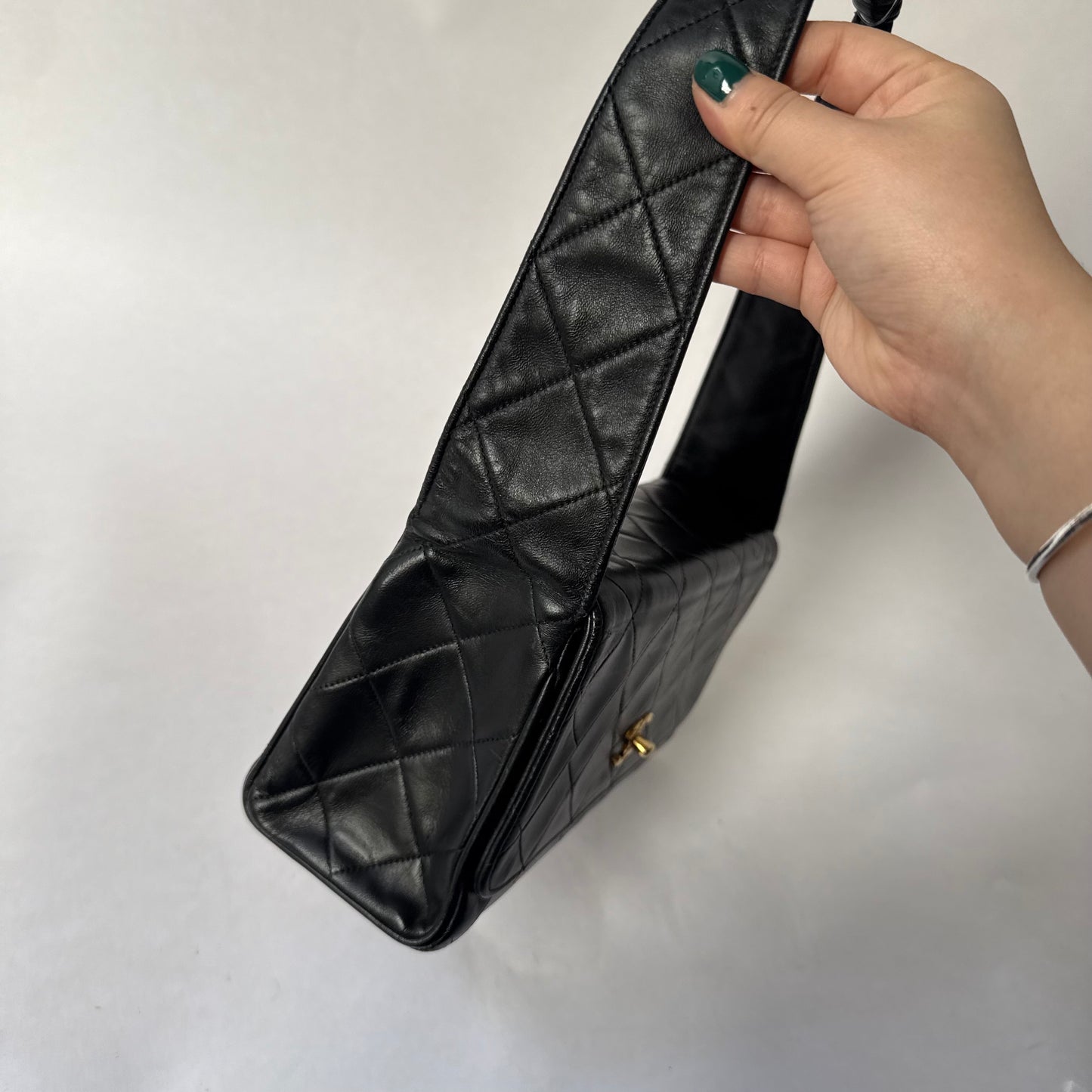 Chanel Black Lambskin Leather CC Box Flap