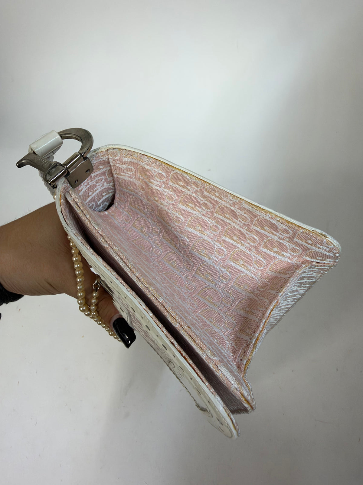 Christian Dior Pink Monogram Pearl D’Trick Bag