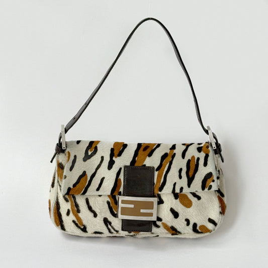 Fendi Multicolored PonyHair Leopard Print Baguette