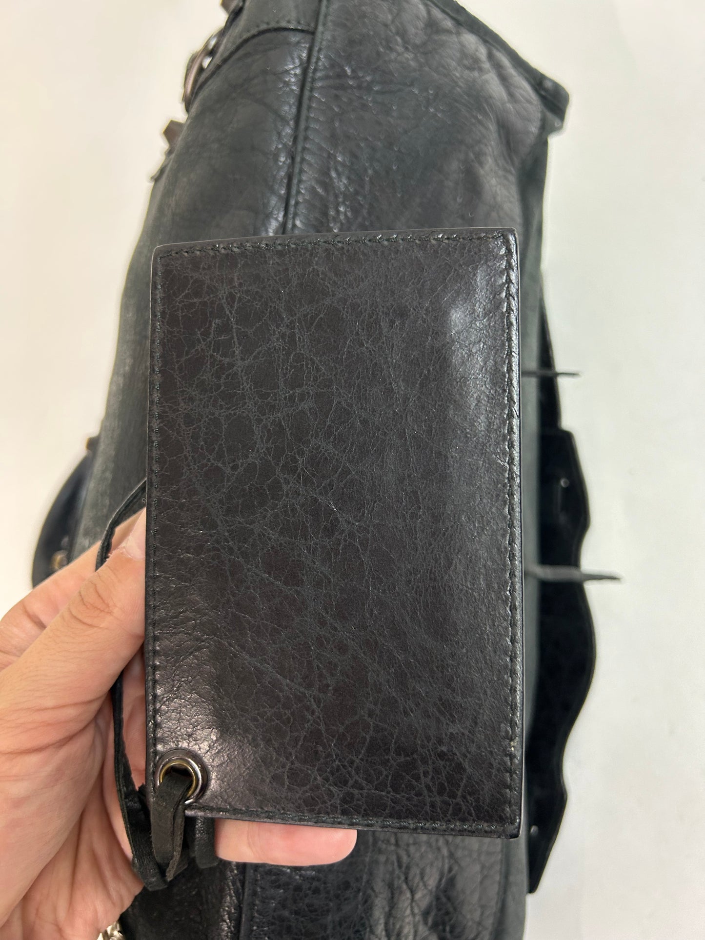 Balenciaga Black Leather City Bag Brass HW
