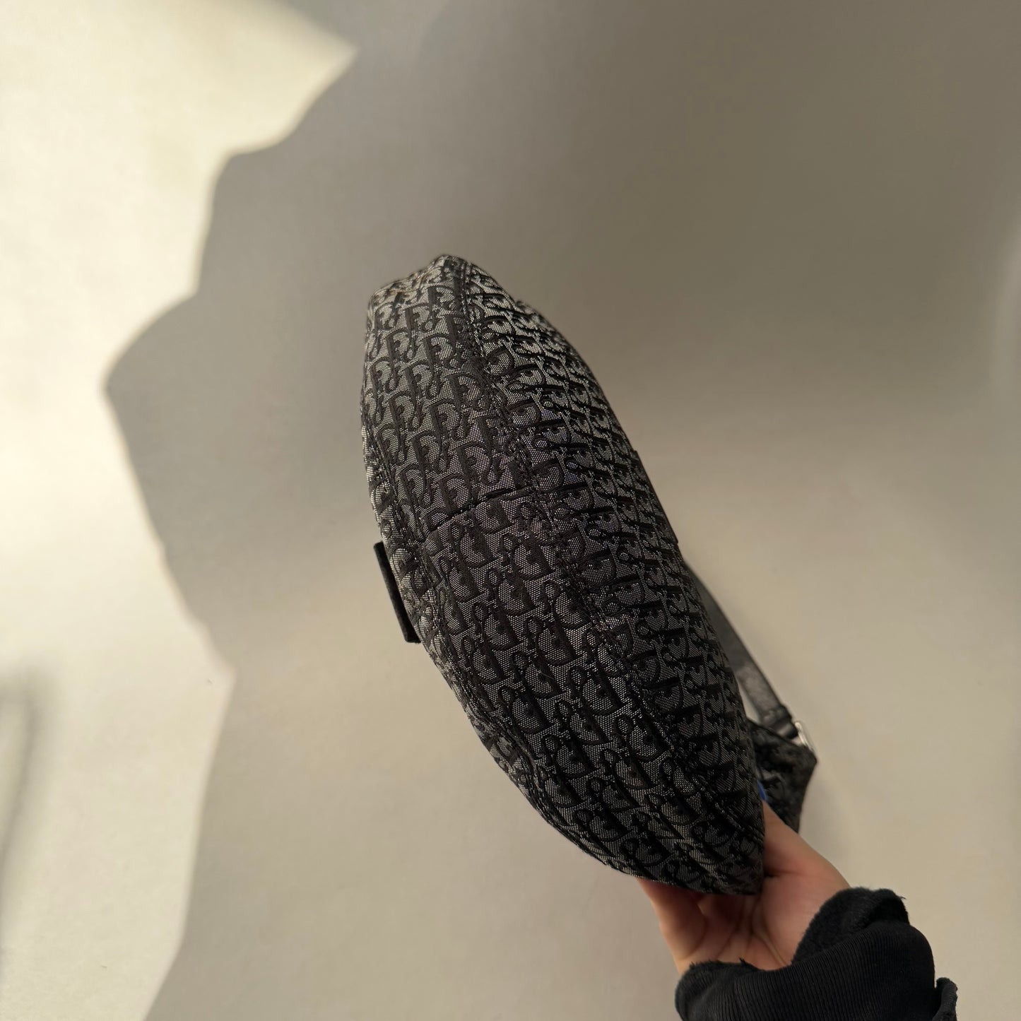 Christian Dior Black Trotter Canvas Street Chic Small Croissant Hobo Bag