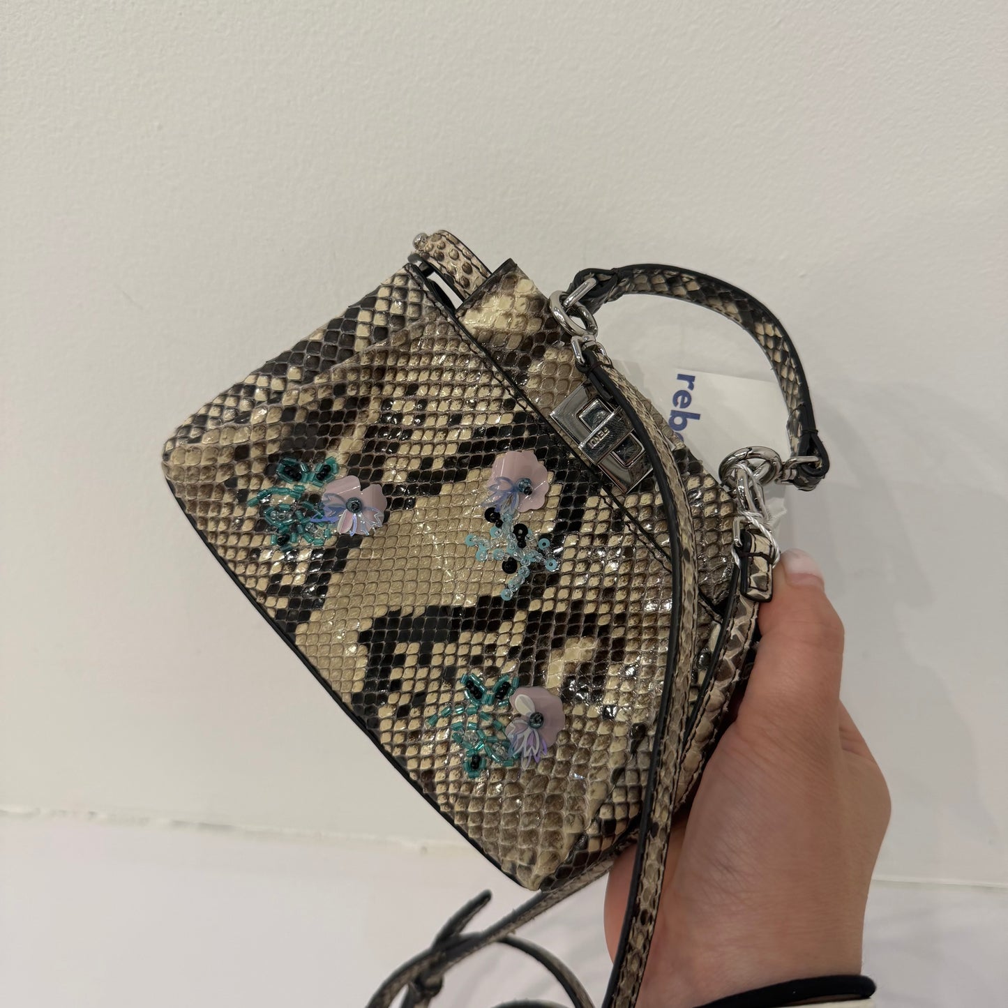 Fendi Brown Multicolored Python Leather Mini Peekaboo Bag