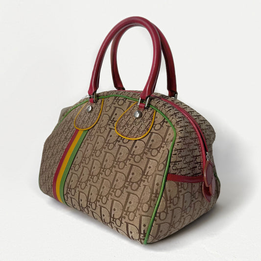 Christian Dior Brown Oblique Monogram Rasta Bowler Bag