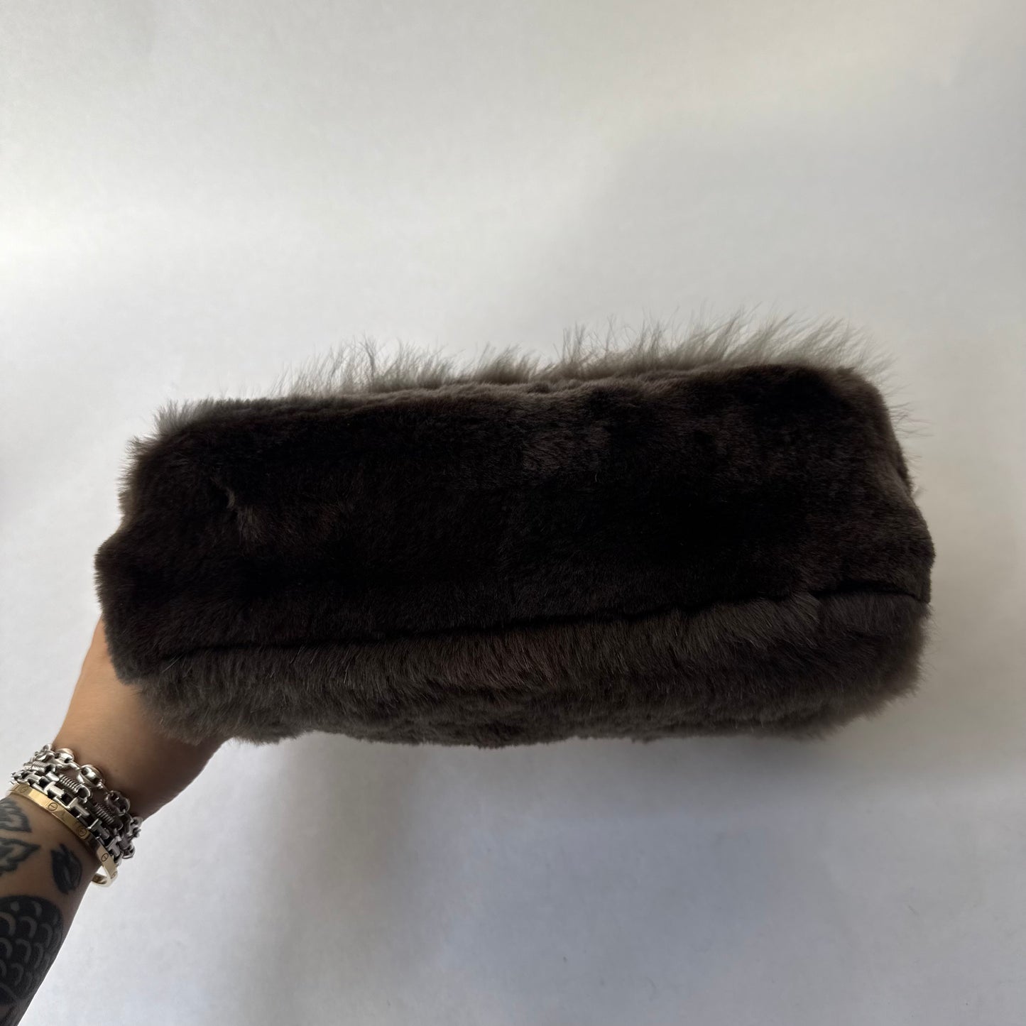 Chanel 2013 Green Ombre Fur Single Large Flap