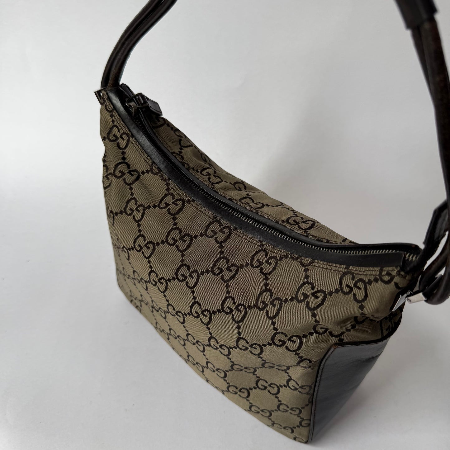 Gucci Brown Canvas Monogram Shoulder Bag