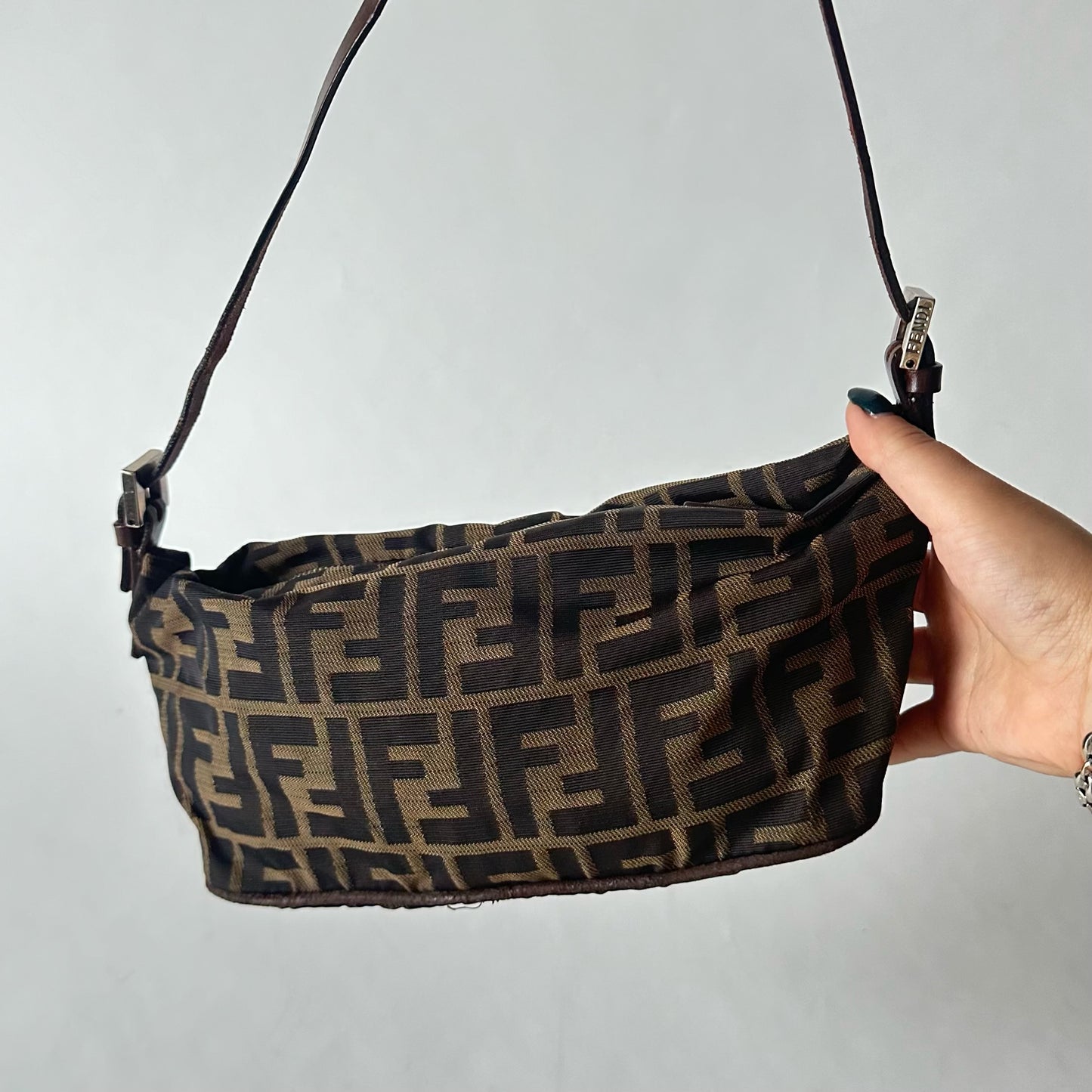 Fendi Brown Zucca Monogram Small Shoulder Bag