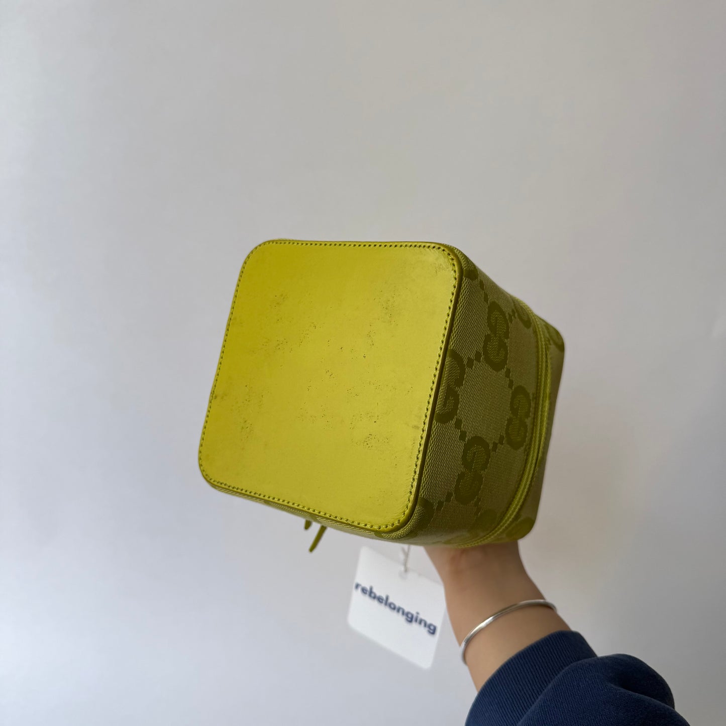 Gucci Chartreuse Monogram Box Top Handle Bag