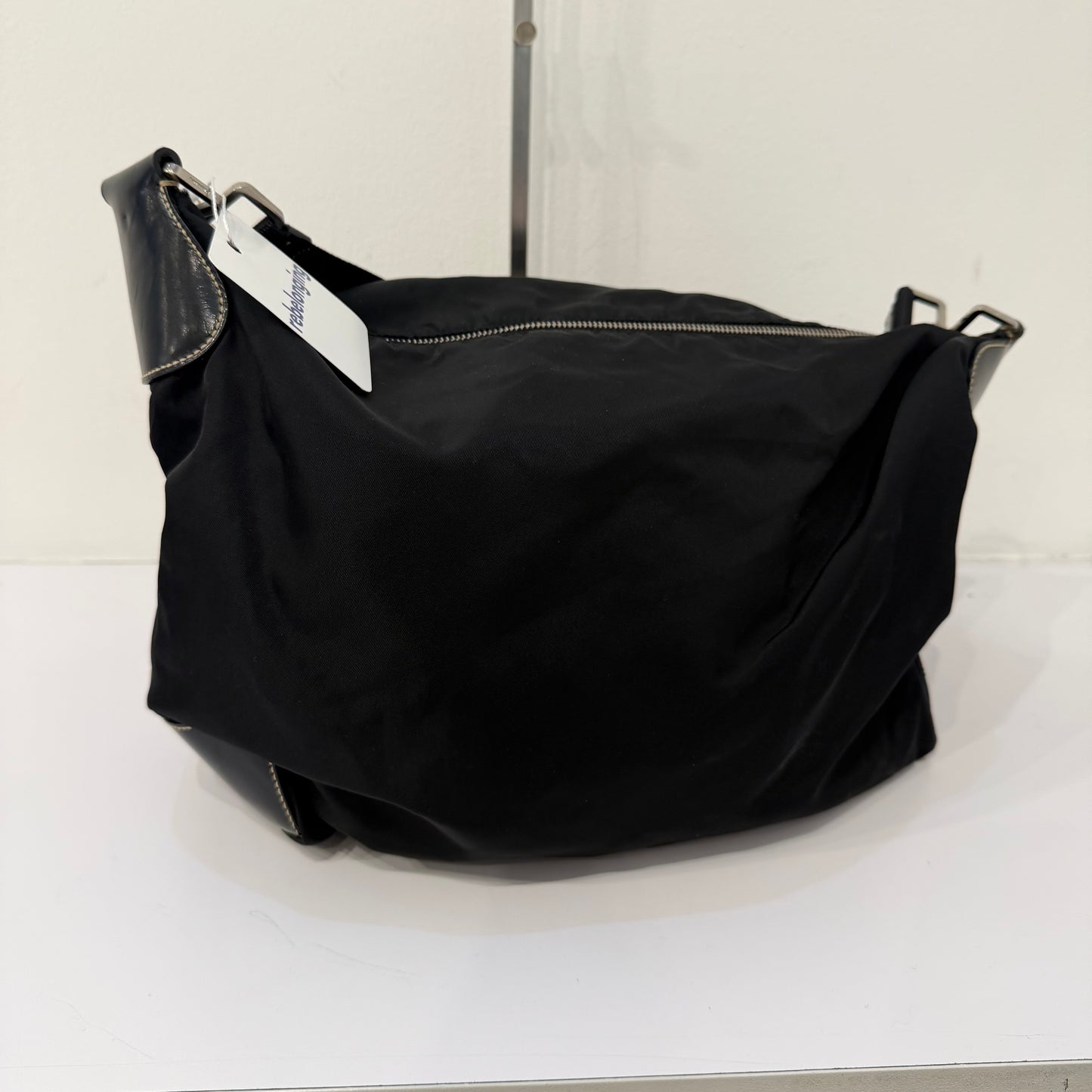 Prada Black Nylon Large Hobo Shoulder Bag