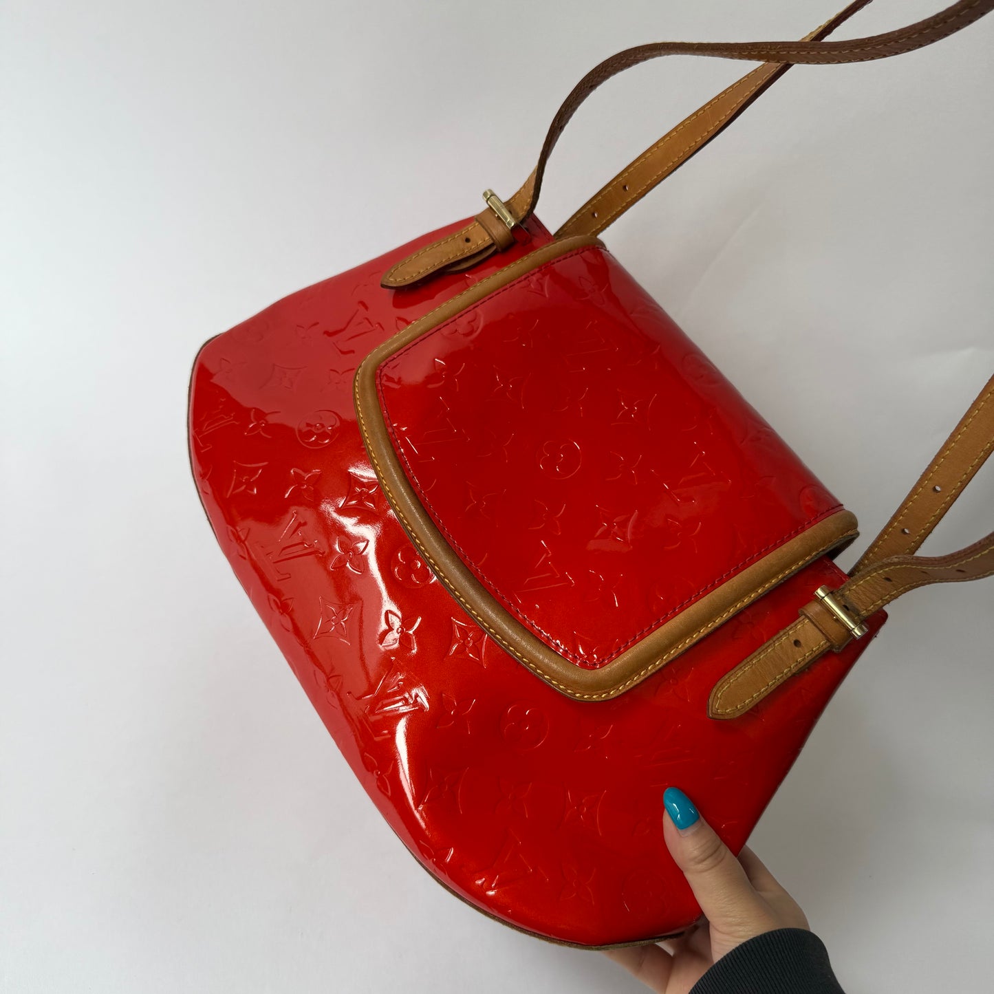 Louis Vuitton Red Vernis Biscayne Bay GM Bag Rouge