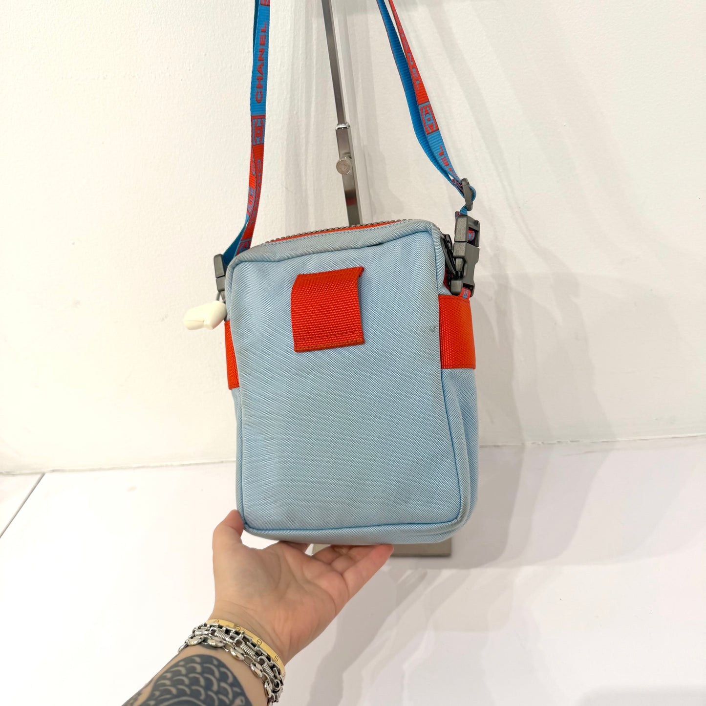 Chanel Red & Blue Nylon Sports Line Crossbody Bag
