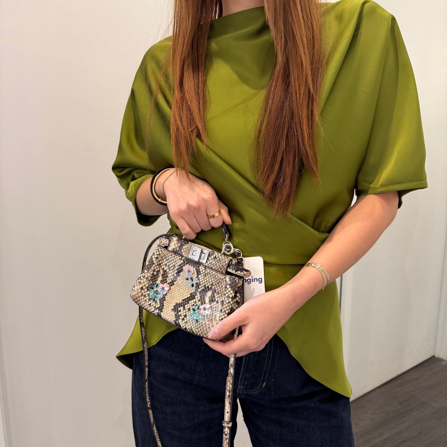 Fendi Brown Multicolored Python Leather Mini Peekaboo Bag