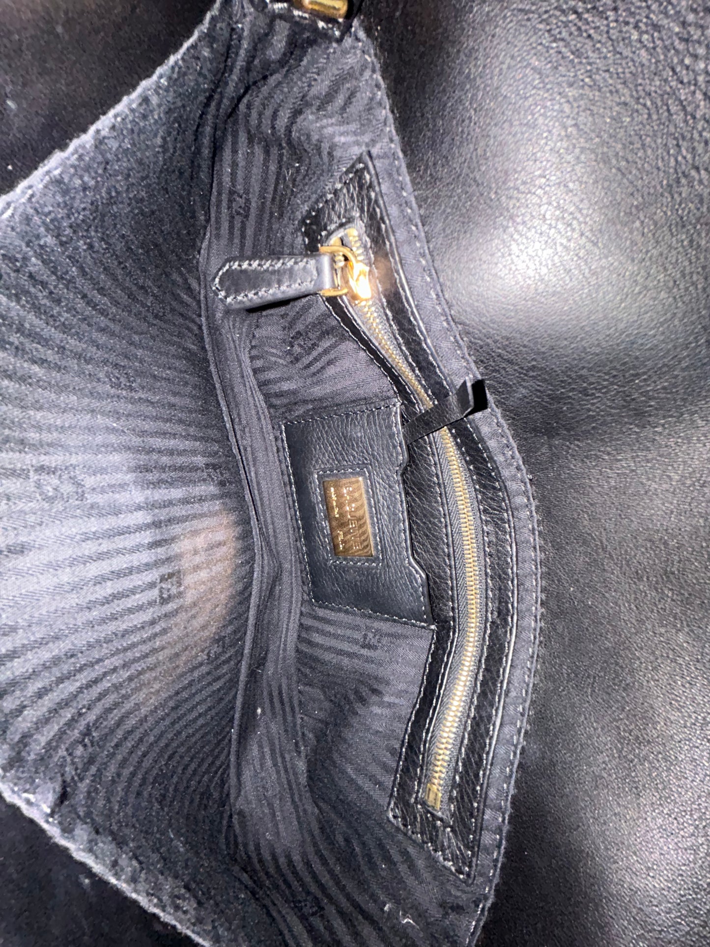 Fendi Black Leather Flat Flap Baguette Shoulder Bag