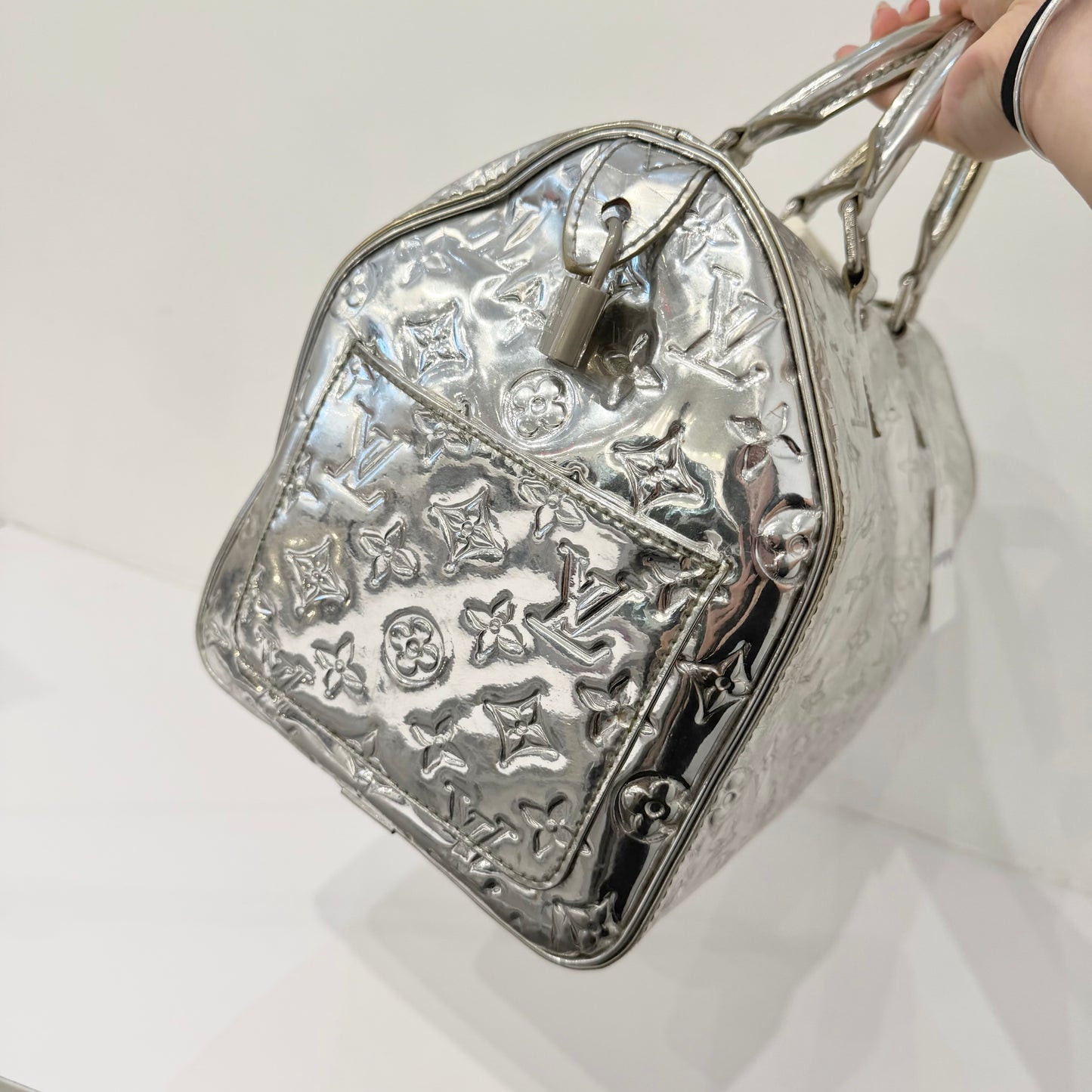 Louis Vuitton Mirror Silver Speedy 35 Boston Bag