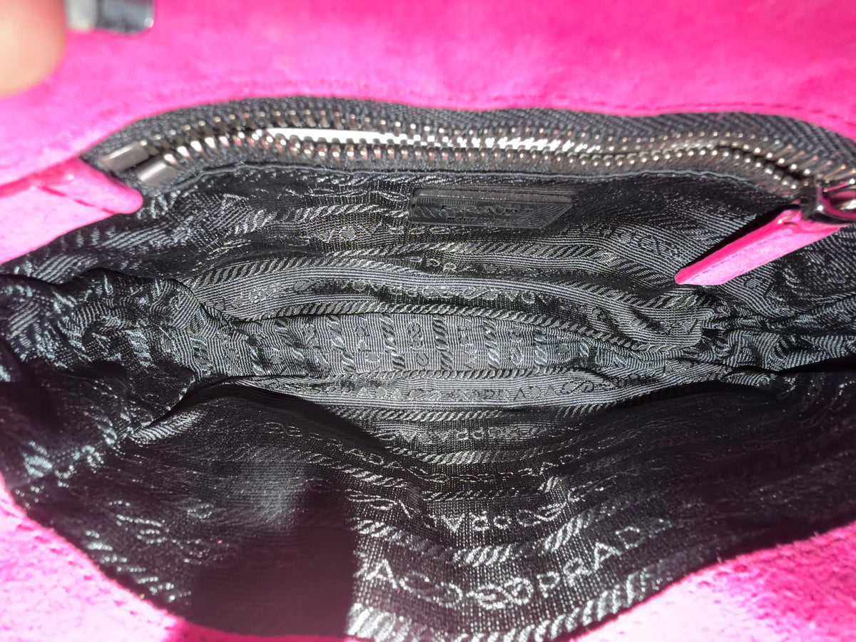 Prada Pink Suede Chain Shoulder Bag