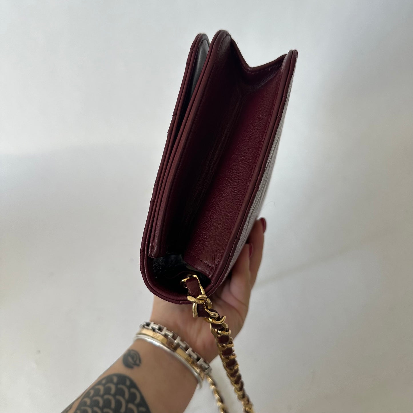 Chanel Burgundy Lambskin 80’s Full Flap Bag