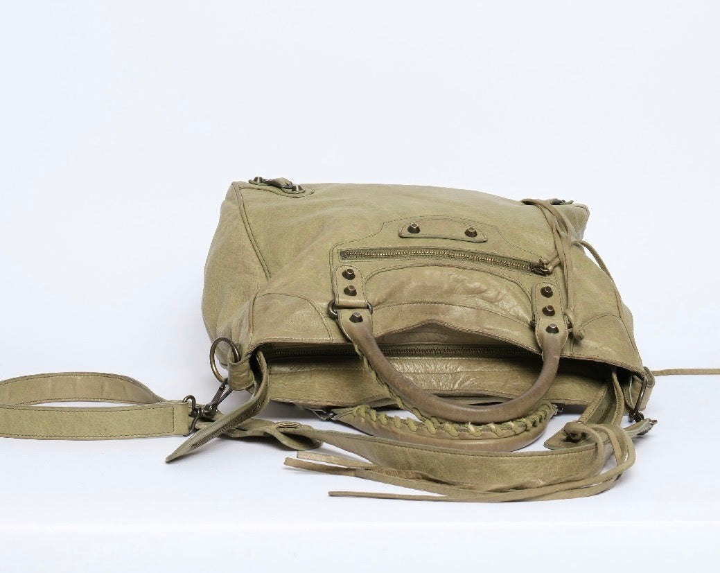 Balenciaga Matcha Green Leather "Velo" City Bag