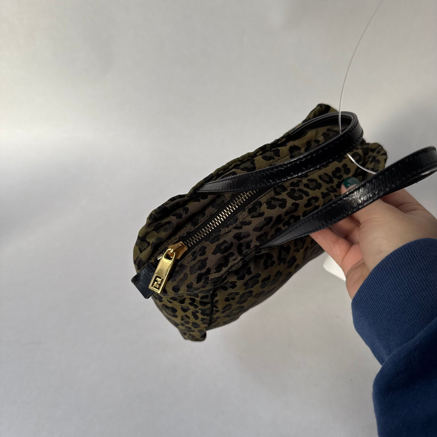 Fendi Brown Leopard Canvas Top Handle Tote